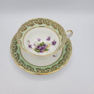 Vintage Stanley Fine‎ Bone China Tea Cup And Saucer Pale Mint Color England